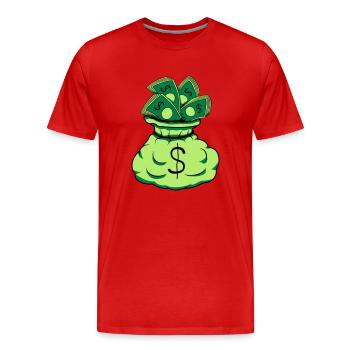 Money Sack Notes - Men's Premium Organic T-Shirt - red - Front - Damien (186cm)
