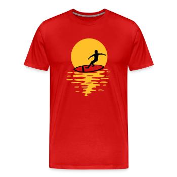 Sun Evening Surfers - Men's Premium Organic T-Shirt - red - Front - Damien (186cm)