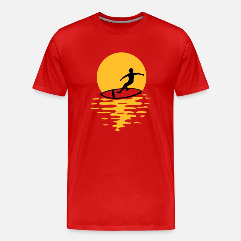Sonne Abend Surfer - Männer Premium Bio T-Shirt - Rot