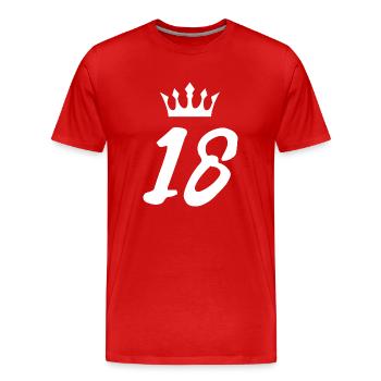 18 Number crown - Men's Premium Organic T-Shirt - red - Front - Damien (186cm)