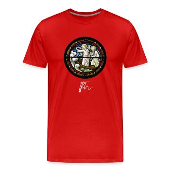 "Sleeping Souls" Designer Motif SS22 Christian - Men's Premium Organic T-Shirt - red - Front - Damien (186cm)