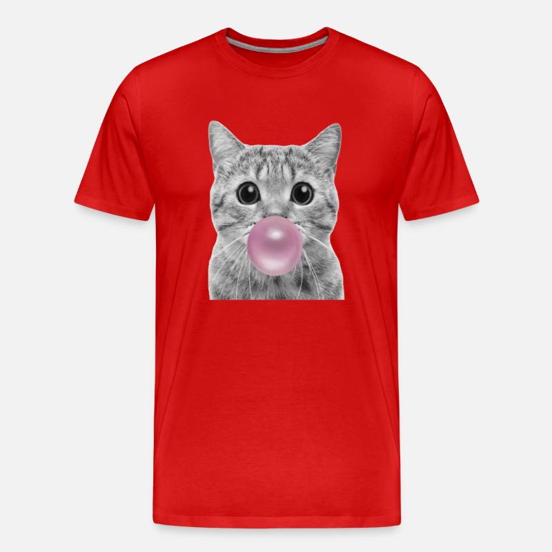 Bubble Katze - Männer Premium Bio T-Shirt - Rot