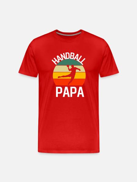Retro Handball Papa - Männer Premium Bio T-Shirt - Rot