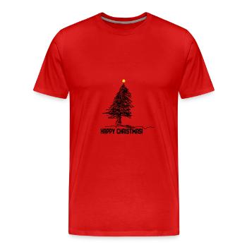 Happy Christmas, Weihnachtsbaum - Männer Premium Bio T-Shirt - Rot - Vorne - Damien (186cm)
