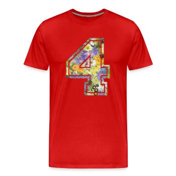 Numero 4 fleur, Équipe Foot, basket université - T-shirt bio Premium Homme - rouge - Devant - Damien (186cm)
