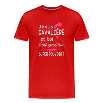 je suis cavalière / cadeau humour cavalière - T-shirt bio Premium Homme - rouge - Devant - Damien (186cm)