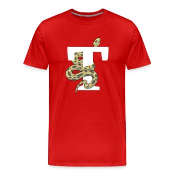 Lettre t serpent - T-shirt bio Premium Homme - rouge - Devant - Damien (186cm)
