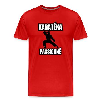 karatéka passionné - T-shirt bio Premium Homme - rouge - Devant - Damien (186cm)