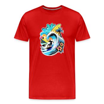 Surfen Strand Palme Sonnenschein Urlaub - Männer Premium Bio T-Shirt - Rot - Vorne - Damien (186cm)