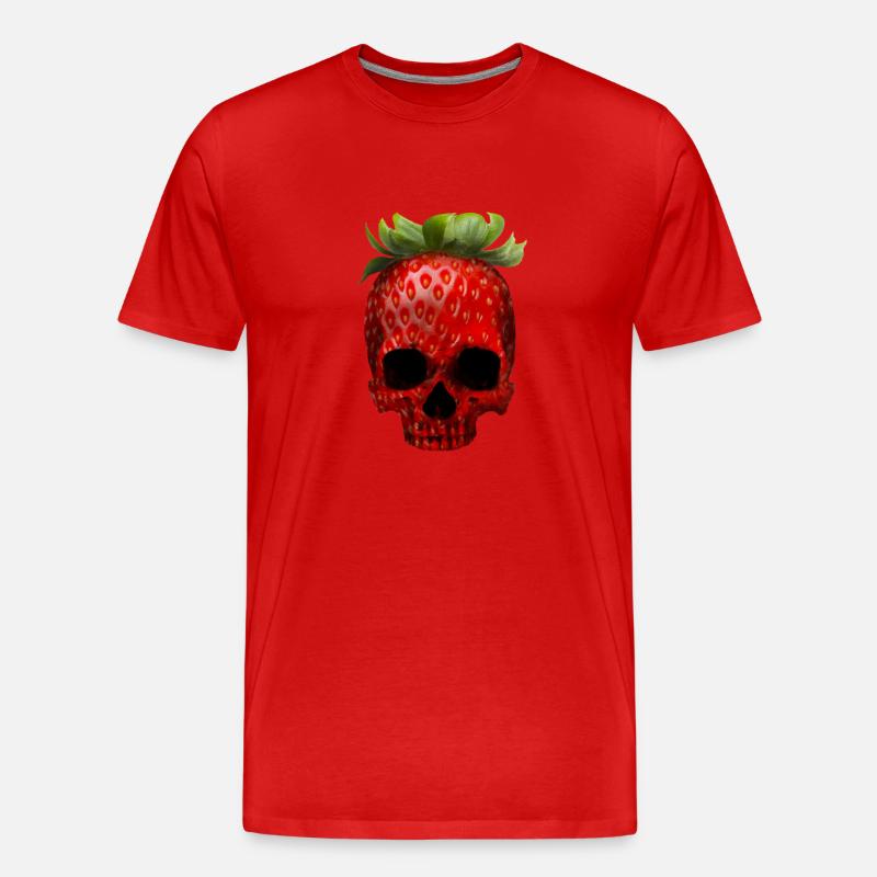 Erdbeer-Schädel - Männer Premium Bio T-Shirt - Rot