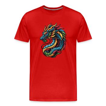 Farbenfroher chinesischer Drache - Männer Premium Bio T-Shirt - Rot - Vorne - Damien (186cm)