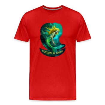 sirène protégeons les abysses (ancre) - plongeur - T-shirt bio Premium Homme - rouge - Devant - Damien (186cm)