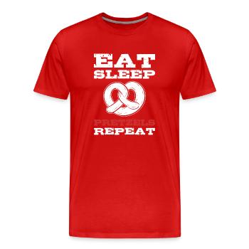 pretzel - Men's Premium Organic T-Shirt - red - Front - Damien (186cm)