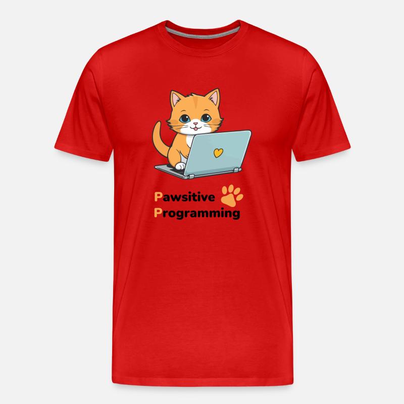 Pawsitive programming - Männer Premium Bio T-Shirt - Rot