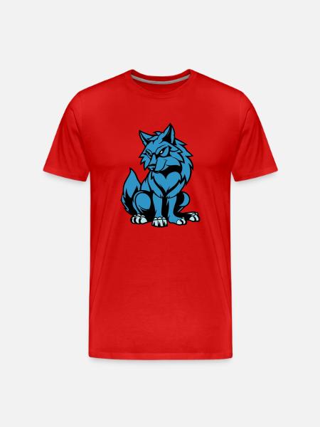 wolf comic tier - Männer Premium Bio T-Shirt - Rot
