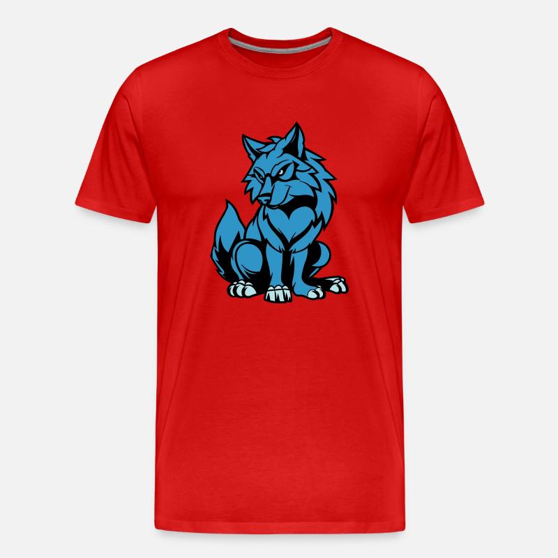 wolf comic tier - Männer Premium Bio T-Shirt - Rot