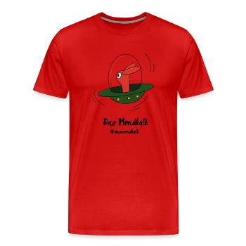 Das Mondkalb im Ufo - Männer Premium Bio T-Shirt - Rot - Vorne - Damien (186cm)