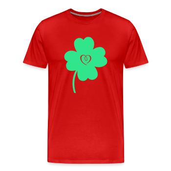 Cœur de trèfle - T-shirt bio Premium Homme - rouge - Devant - Damien (186cm)