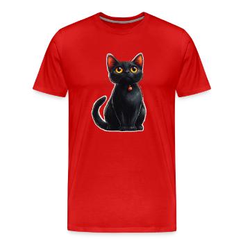 Schwarze Katze - Männer Premium Bio T-Shirt - Rot - Vorne - Damien (186cm)