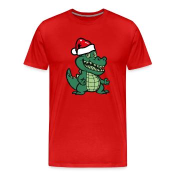 Crocodile Christmas - Men's Premium Organic T-Shirt - red - Front - Damien (186cm)