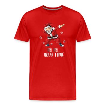 Dabbing Santa Ho Ho Holy Time Santa Claus Dancing - Men's Premium Organic T-Shirt - red - Front - Damien (186cm)