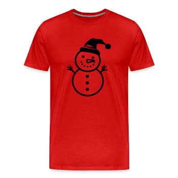 Bonhomme de neige - T-shirt bio Premium Homme - rouge - Devant - Damien (186cm)