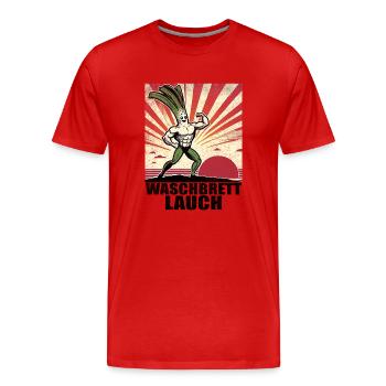 Planche à laver ail avec abdominaux de planche à laver - T-shirt bio Premium Homme - rouge - Devant - Damien (186cm)