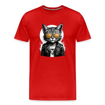 Cat Rocker Cat HardRock Gift - T-shirt bio Premium Homme - rouge - Devant - Damien (186cm)