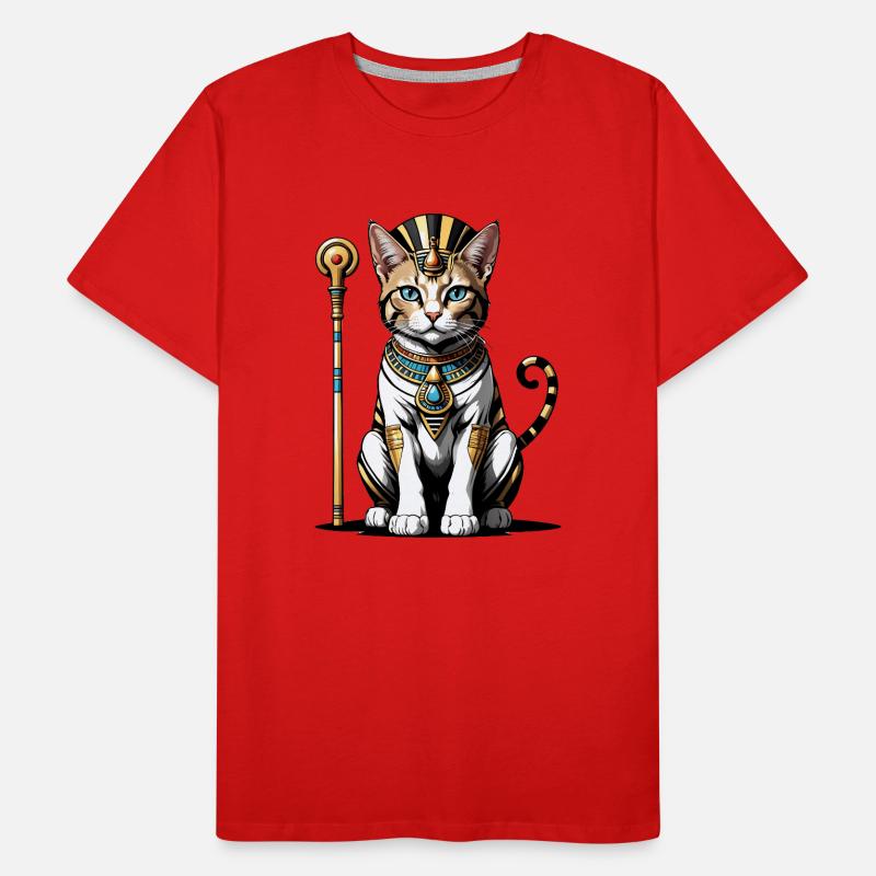 Chat Pharaon Chat Égypte Pyramide Cadeau T-shirt bio Premium Homme