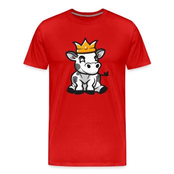 Vache Cartoon Couronne - T-shirt bio Premium Homme - rouge - Devant - Damien (186cm)