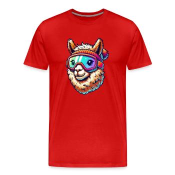 Lunettes de ski en alpaga - T-shirt bio Premium Homme - rouge - Devant - Damien (186cm)