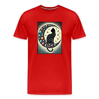 Chat Noir Luna - T-shirt bio Premium Homme - rouge - Devant - Damien (186cm)