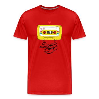 Kassette & Stift - Männer Premium Bio T-Shirt - Rot - Vorne - Damien (186cm)