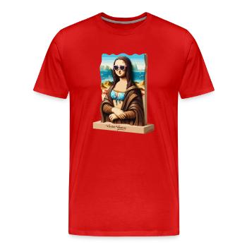 Mona Lisa en vacances - T-shirt bio Premium Homme - rouge - Devant - Damien (186cm)