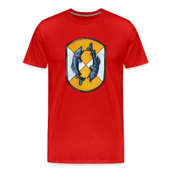 Armoiries Poissons - T-shirt bio Premium Homme - rouge - Devant - Damien (186cm)