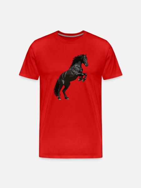 Fries paard steigerend - Mannen premium biologisch T-shirt - rood