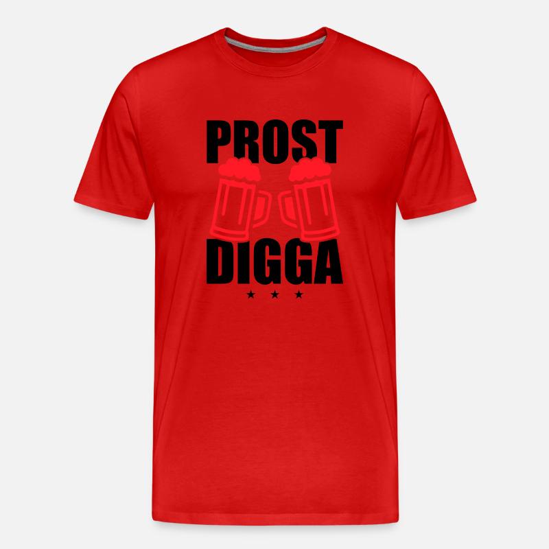 Prost Digga Bier - Männer Premium Bio T-Shirt - Rot