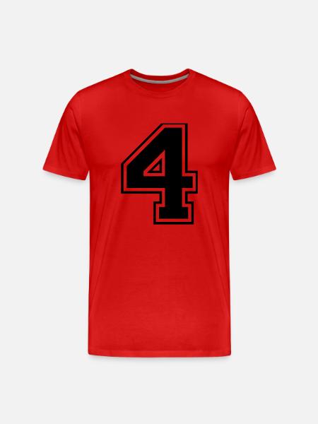 4, Four, Four, number, number - Men's Premium Organic T-Shirt - red