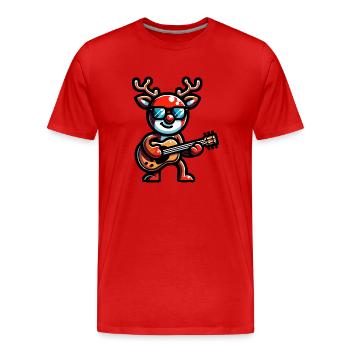 Rudolph joue de la guitare - T-shirt bio Premium Homme - rouge - Devant - Damien (186cm)