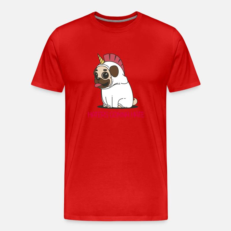 HASSER WERDEN EINHORN HASSEN - Männer Premium Bio T-Shirt - Rot