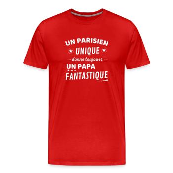 Un parisien unique donne un papa fanstastique - T-shirt bio Premium Homme - rouge - Devant - Damien (186cm)