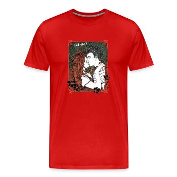 EATME_DARK_3 - Männer Premium Bio T-Shirt - Rot - Vorne - Damien (186cm)