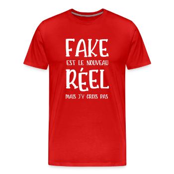 fake est le nouveau réel - T-shirt bio Premium Homme - rouge - Devant - Damien (186cm)