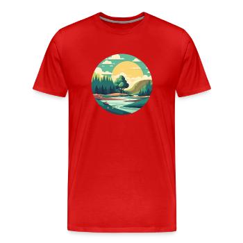 Paysage - T-shirt bio Premium Homme - rouge - Devant - Damien (186cm)