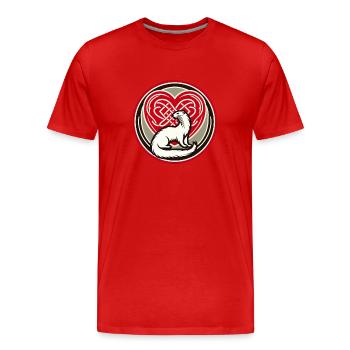 Coeur d'Hermine en medaille tribale - T-shirt bio Premium Homme - rouge - Devant - Damien (186cm)