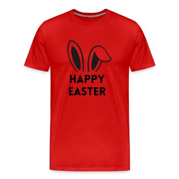 Joyeuses Pâques - avec des oreilles de lapin - T-shirt bio Premium Homme - rouge - Devant - Damien (186cm)
