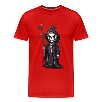 Niedlicher Skelett Magier Halloween Magie - Männer Premium Bio T-Shirt - Rot - Vorne - Damien (186cm)