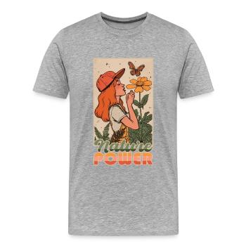 Power of Nature - Männer Premium Bio T-Shirt - Grau meliert - Vorne - Damien (186cm)