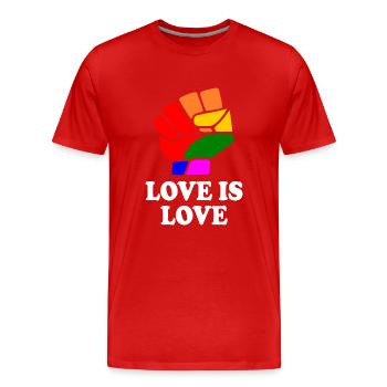 Love is love - T-shirt bio Premium Homme - rouge - Devant - Damien (186cm)