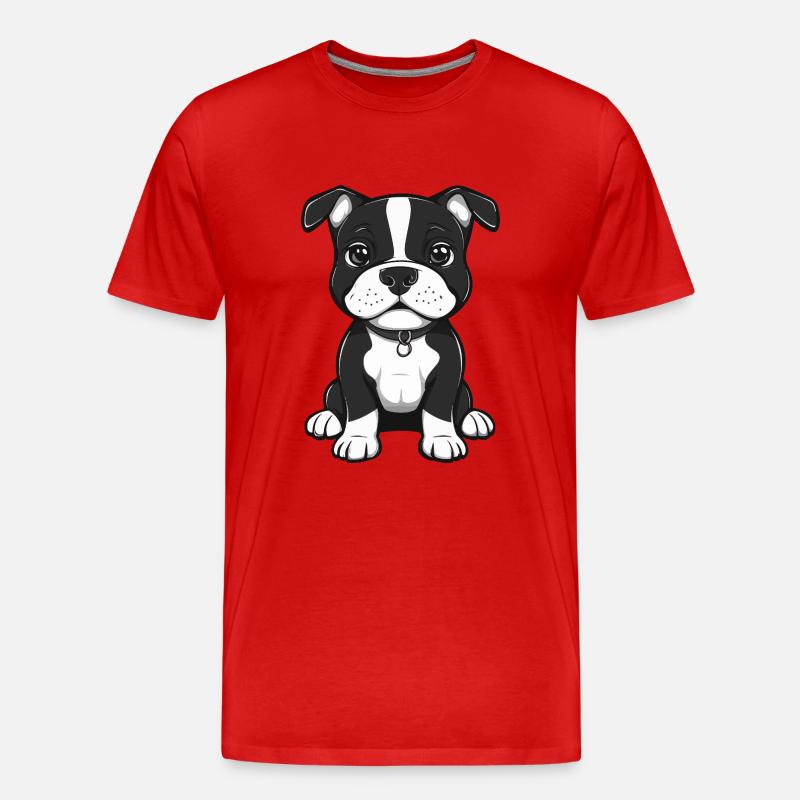 Pit Hund Niedlich - Männer Premium Bio T-Shirt - Rot